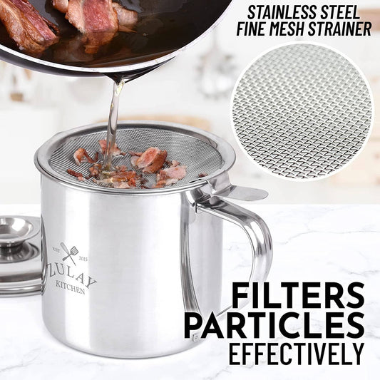 Bacon Grease Container with Strainer