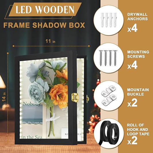 Shadow Box Frame with LED & UV Protection for Photos & Souvenirs