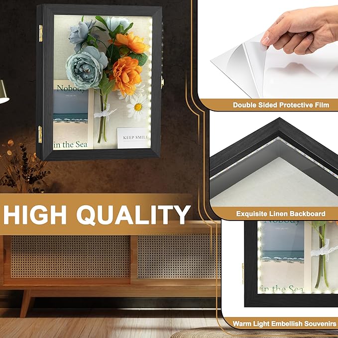 Shadow Box Frame with LED & UV Protection for Photos & Souvenirs