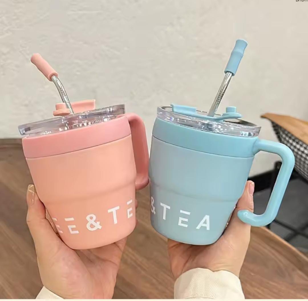 480 ml insulated coffee cup with straw