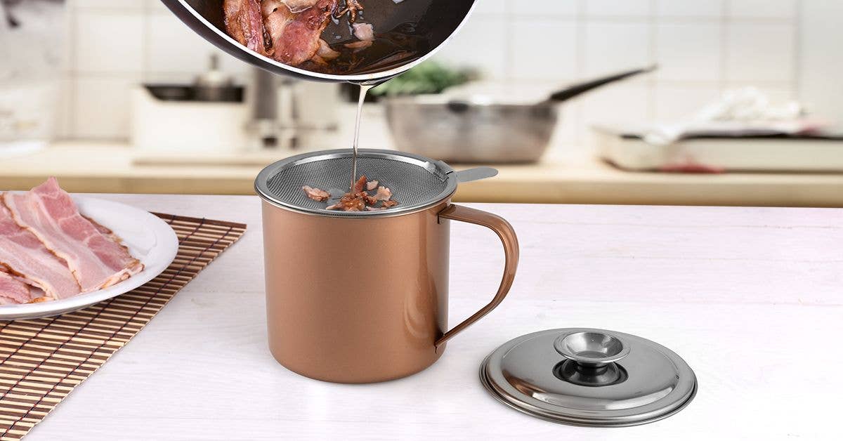 Bacon Grease Container with Strainer