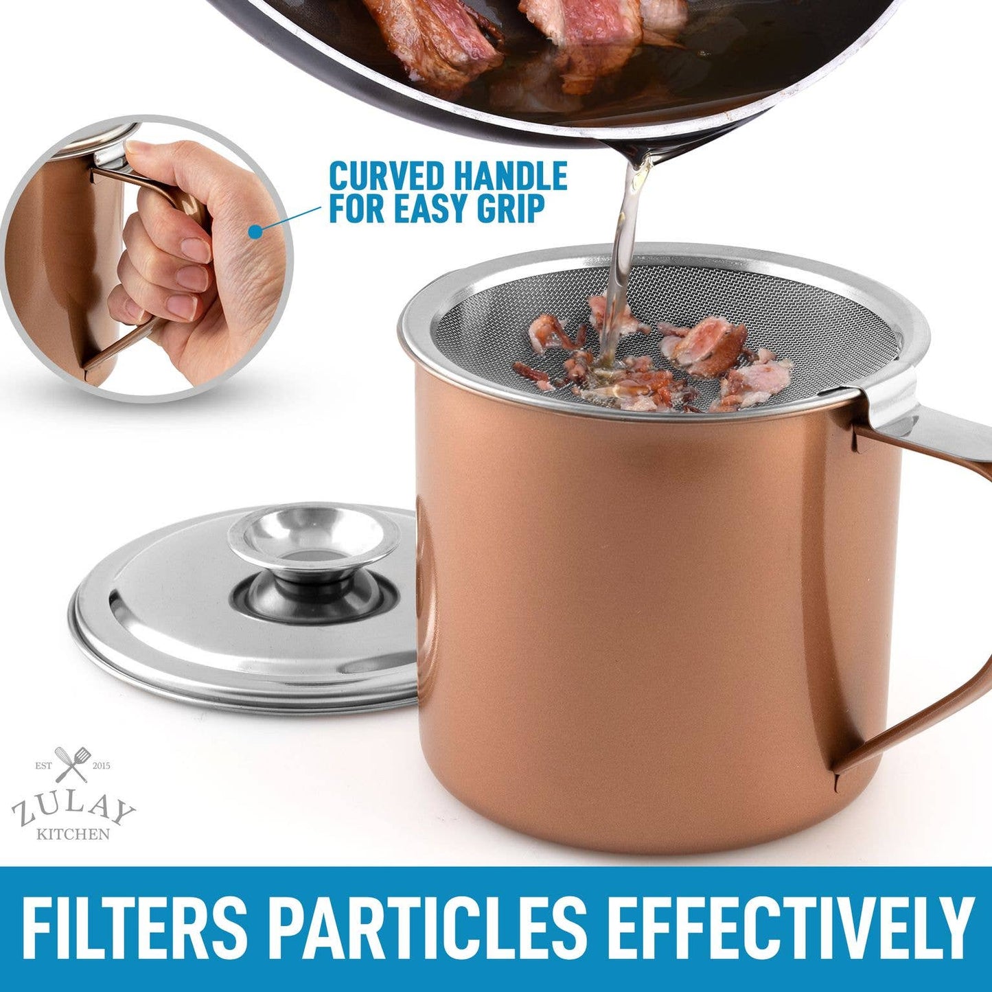 Bacon Grease Container with Strainer